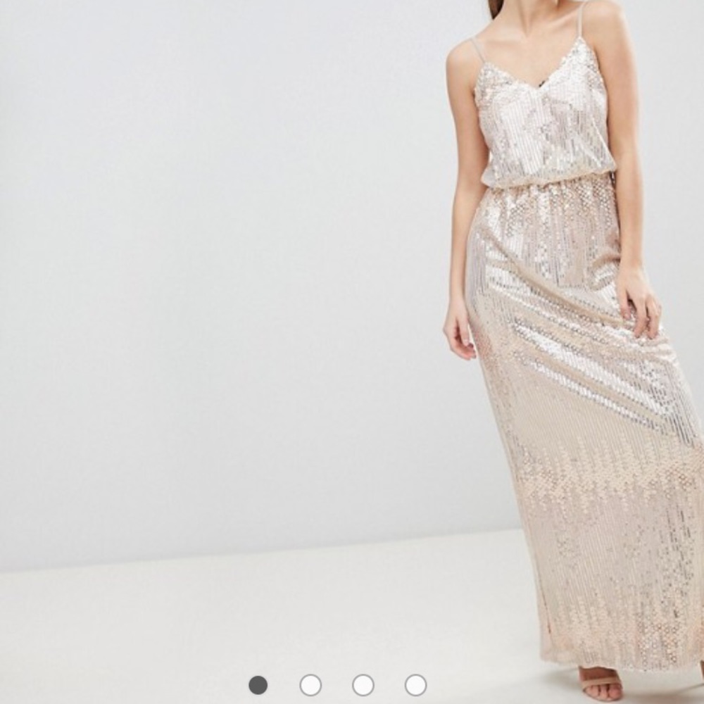 Sequin champagne maxi dress